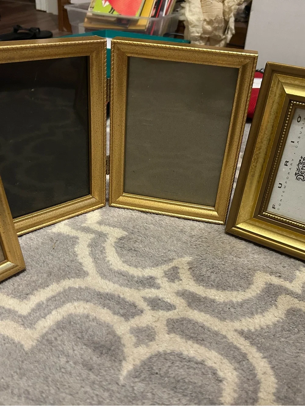 Source Unknown Gold Double Folding Picture Frame